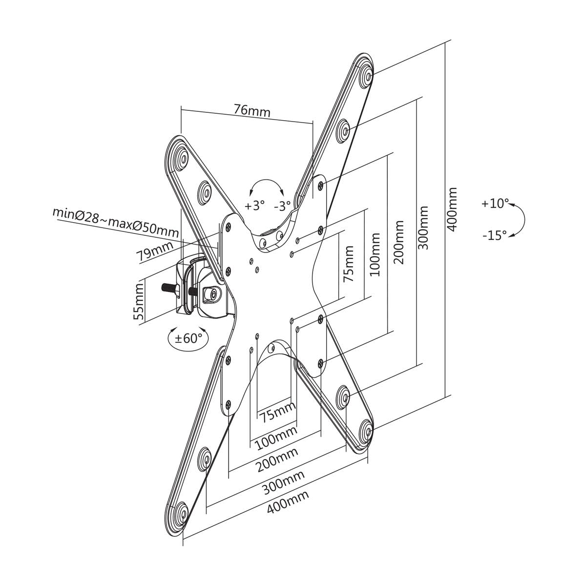 kimex-019-1312-support-tv-truss-32-55-inclinable-noir image 8