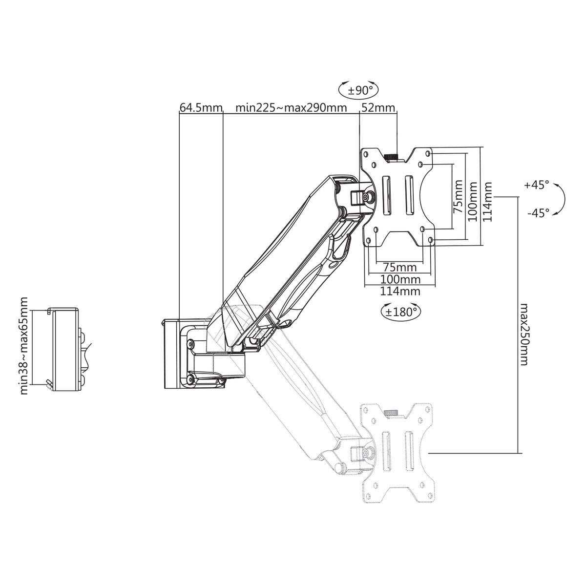 kimex-bras-moniteur-pc-13-27-rail-slatwall-120-cm-support-cran image 4