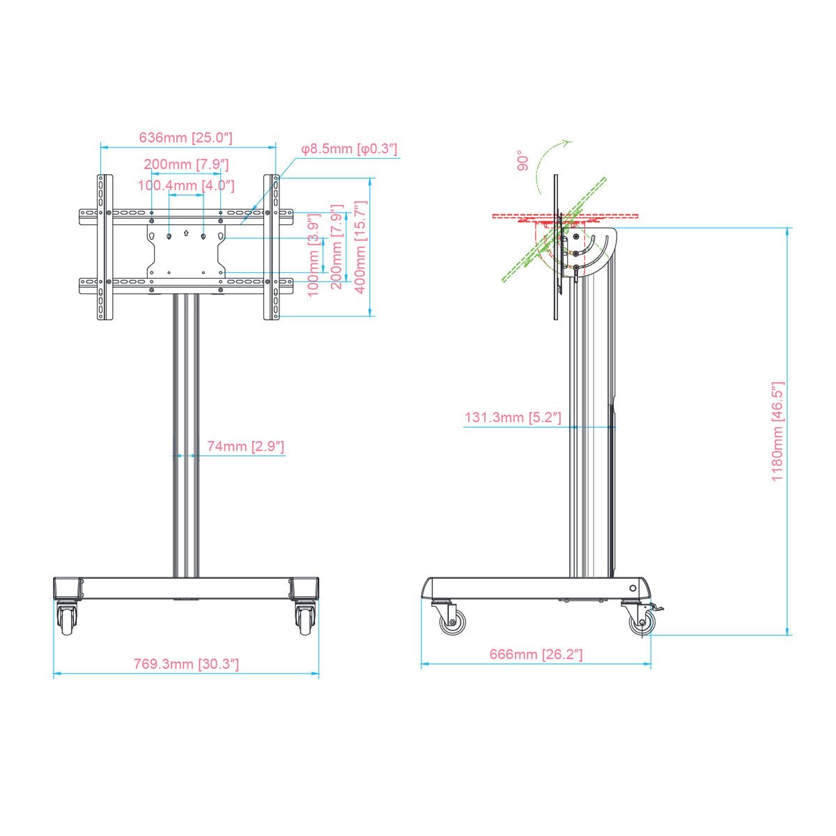 kimex-030-1164-support-tv-mobile-32-75-roulettes-118cm image 7