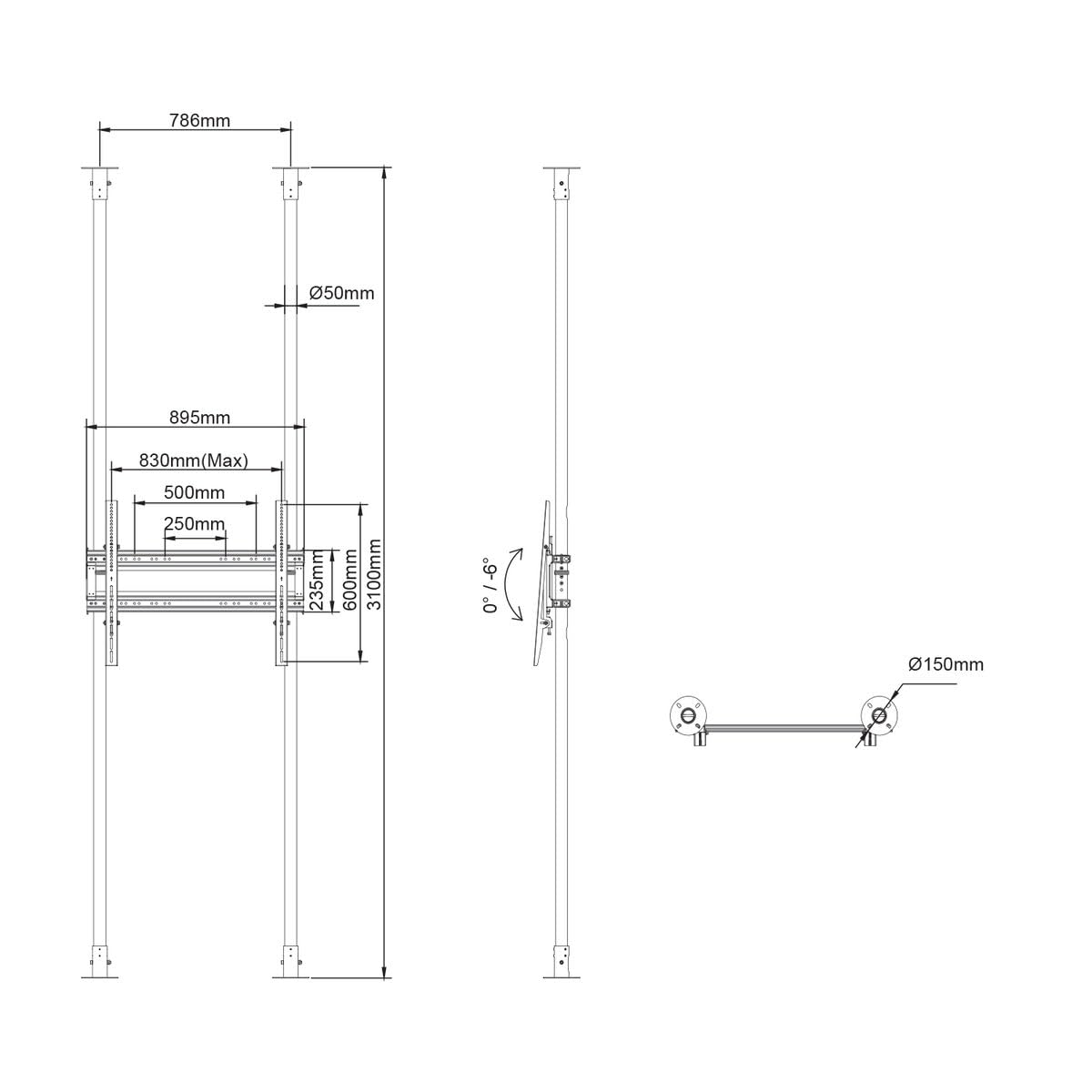 kimex-032-1007k-support-tv-sol-plafond-50-100-300-cm image 3