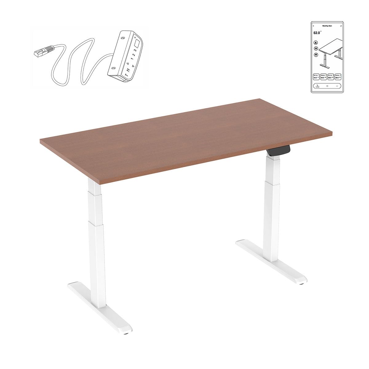 kimex-150-2312k3w-bureau-motoris-assis-debout-120-noyer-blanc image 4