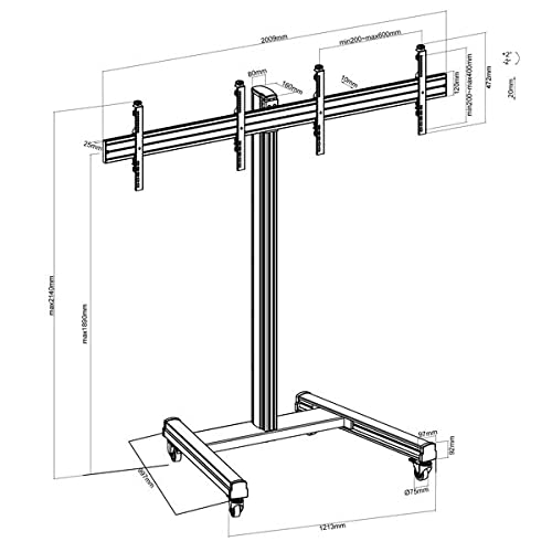 kimex-031-1220k2-support-tv-double-50-55-roulettes-175-cm-inclinable image 5