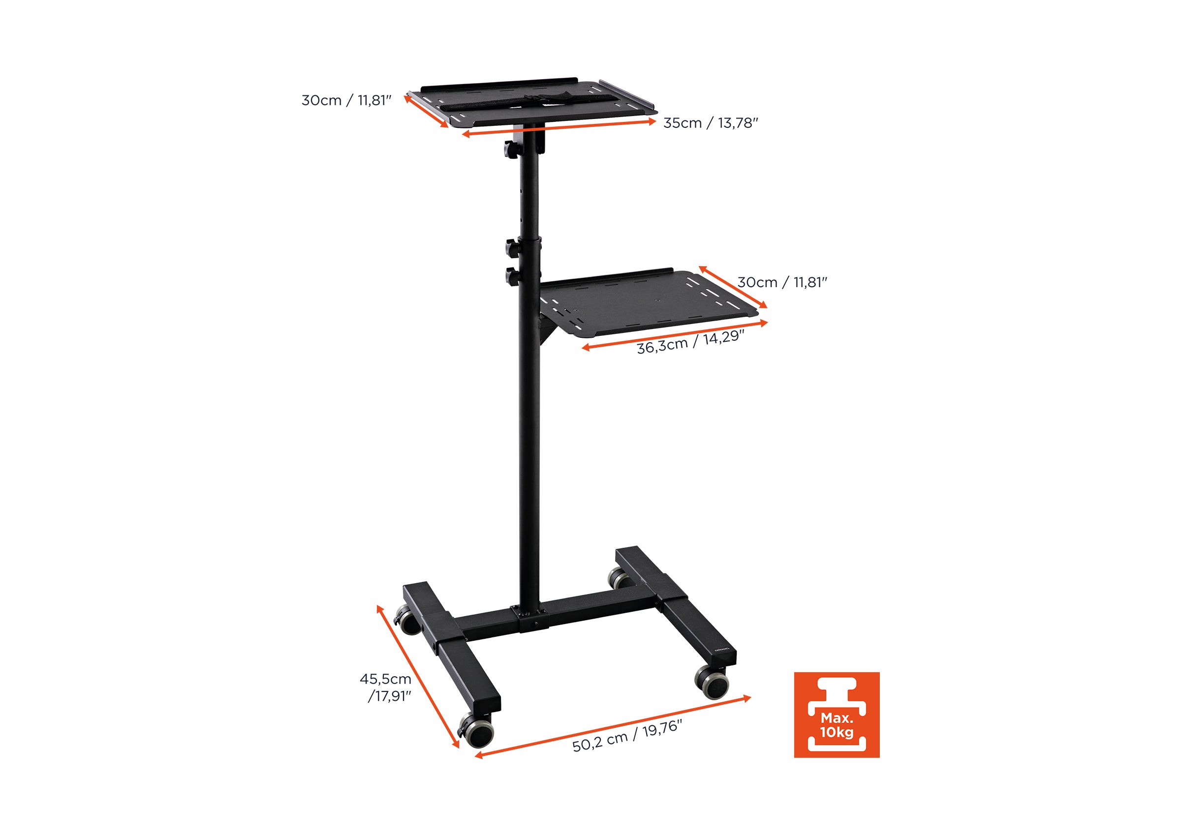 celexon-pt3020-table-vid-oprojecteur-mobile-noire-2-plateaux image 6