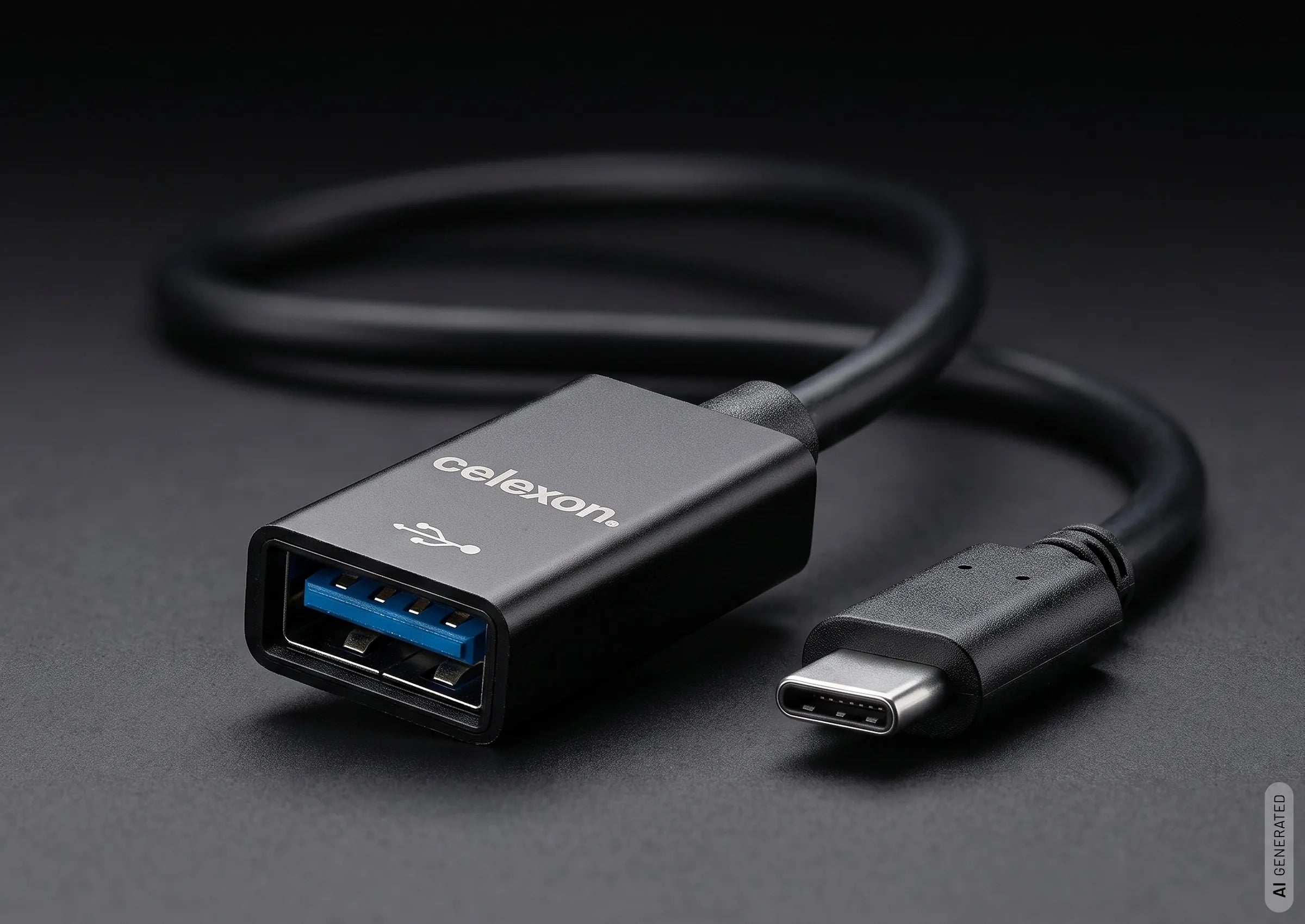 celexon-adaptateur-usb-c-vers-usb-a-5gbps-noir-0-1m image 2