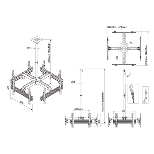 kimex-014-6004-support-tv-plafond-4-crans-32-65 image 6