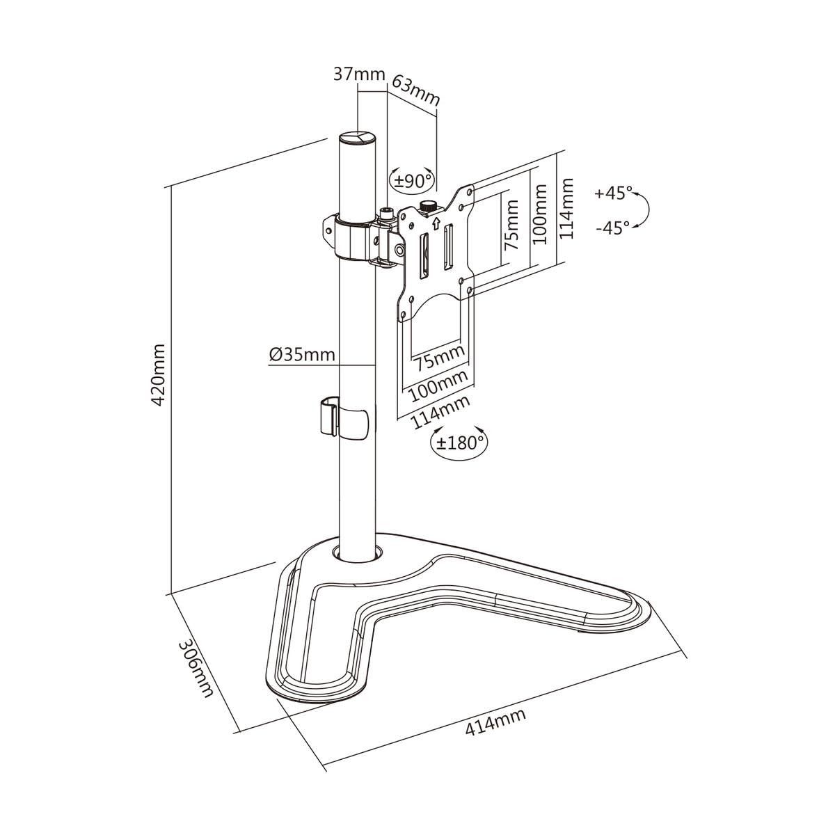 kimex-015-1150-support-cran-pc-17-32-bras-articul image 5