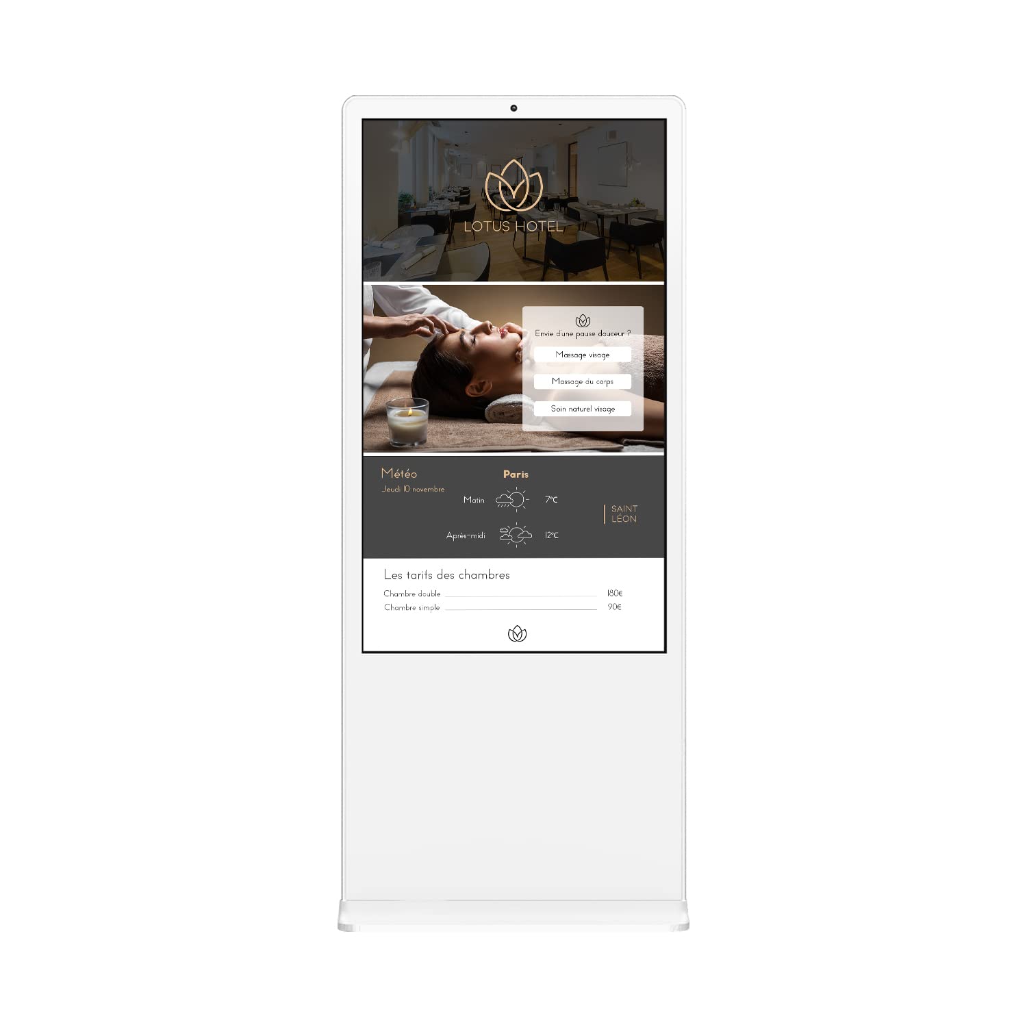 kimex-totems-vid-o-161-4310t-totem-tactile-43-blanc-full-hd image 2