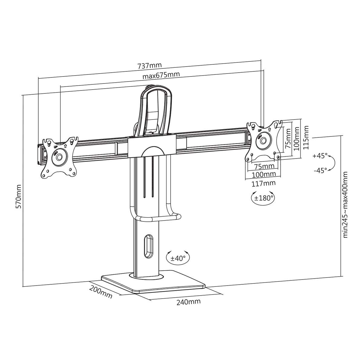 kimex-support-bureau-2-crans-17-27-ressort-hauteur-vesa image 2