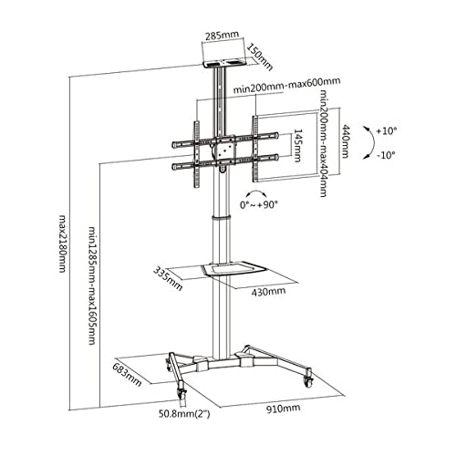 kimex-030-1200-support-tv-mobile-37-75-roulettes-120-160-cm image 3