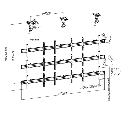 kimex-031-4900k-support-tv-plafond-9-crans-45-50-inclinable image 4