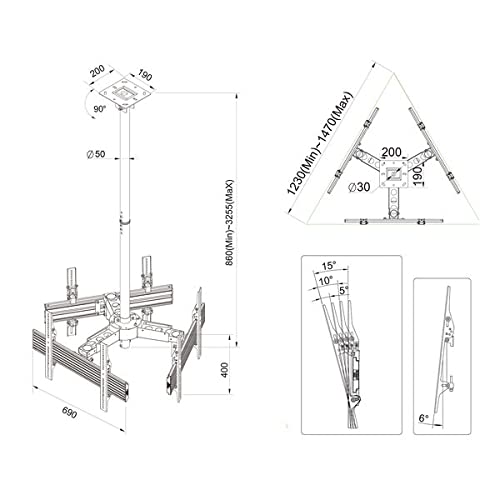kimex-014-6003-support-tv-plafond-3-crans-32-65 image 6