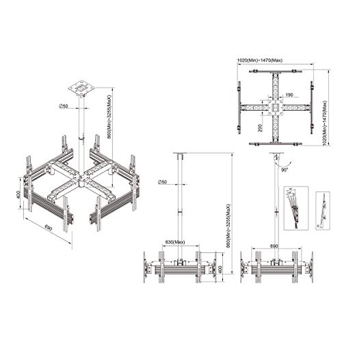 kimex-014-6004-support-tv-plafond-4-crans-32-65 image 8