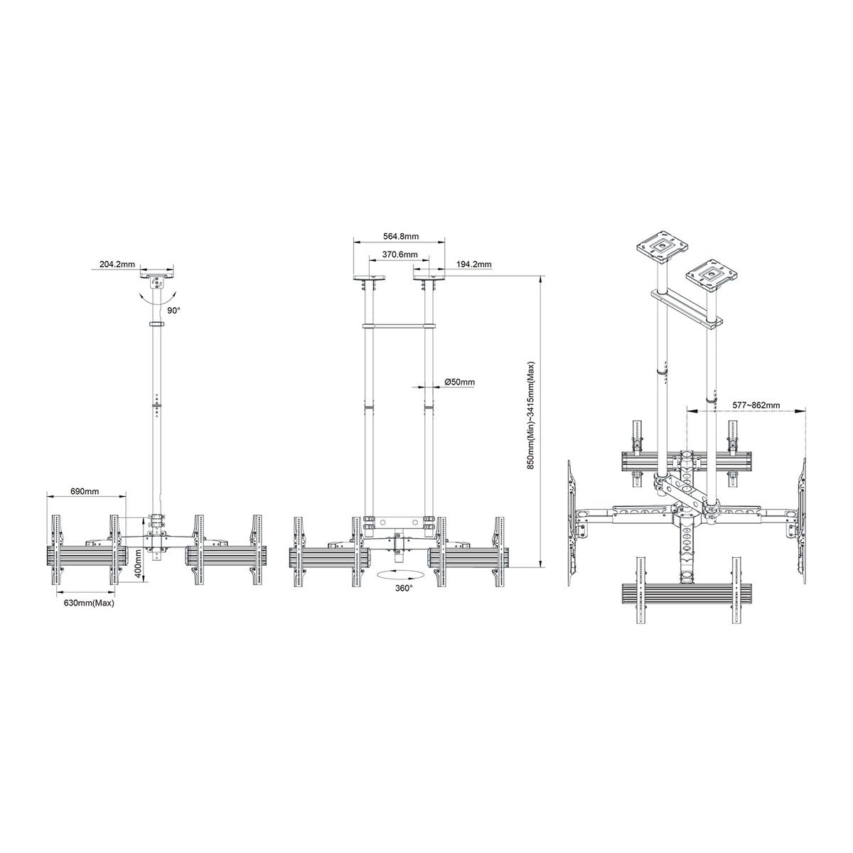 kimex-014-6014-support-plafond-4-crans-50-75-180-kg image 2