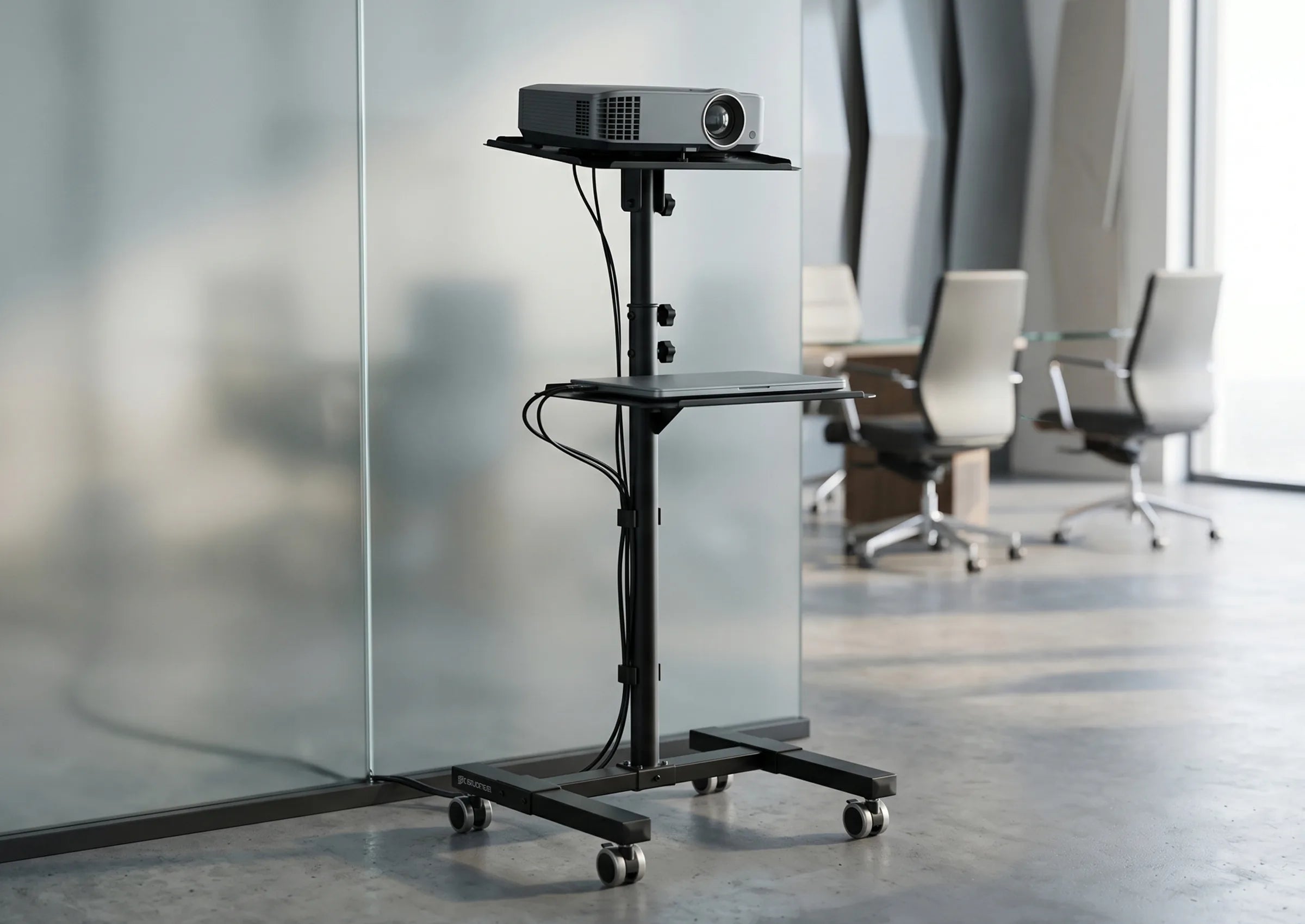 celexon-pt3020-table-vid-oprojecteur-mobile-noire-2-plateaux image 1