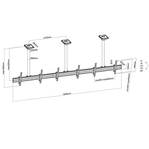 kimex-031-4300k2-support-tv-plafond-3-crans-50-55-inclinable image 7