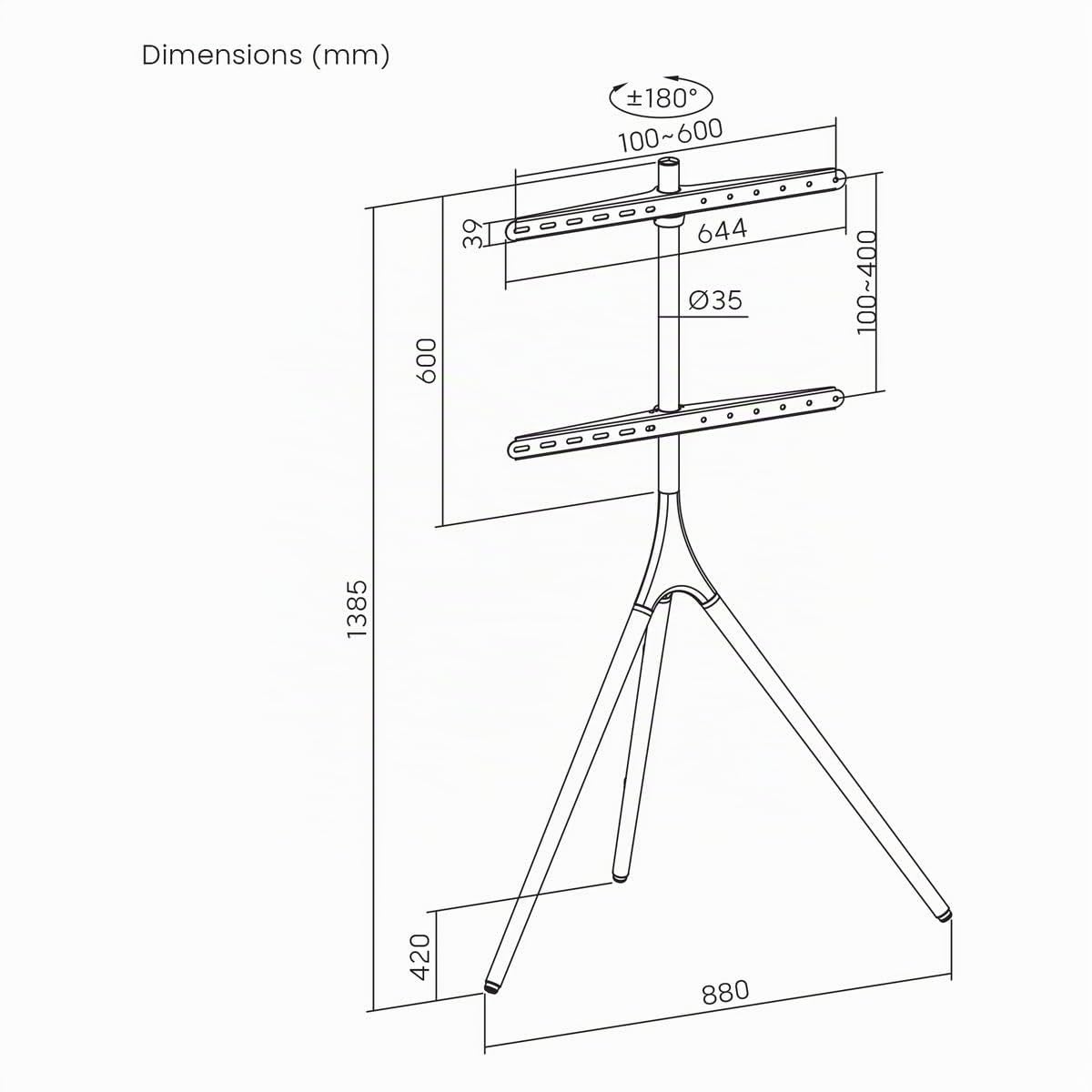 kimex-030-4064-support-tv-chevalet-blanc-h-tre-45-65-vesa image 6
