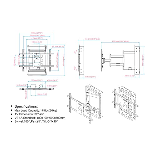 kimex-013-4060-support-mural-tv-32-65-encastrable-80-kg image 8
