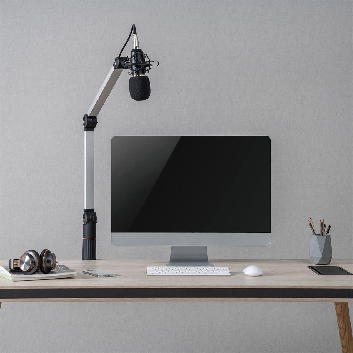 kimex-140-1592-support-microphone-pro-bras-bureau-noir image 4