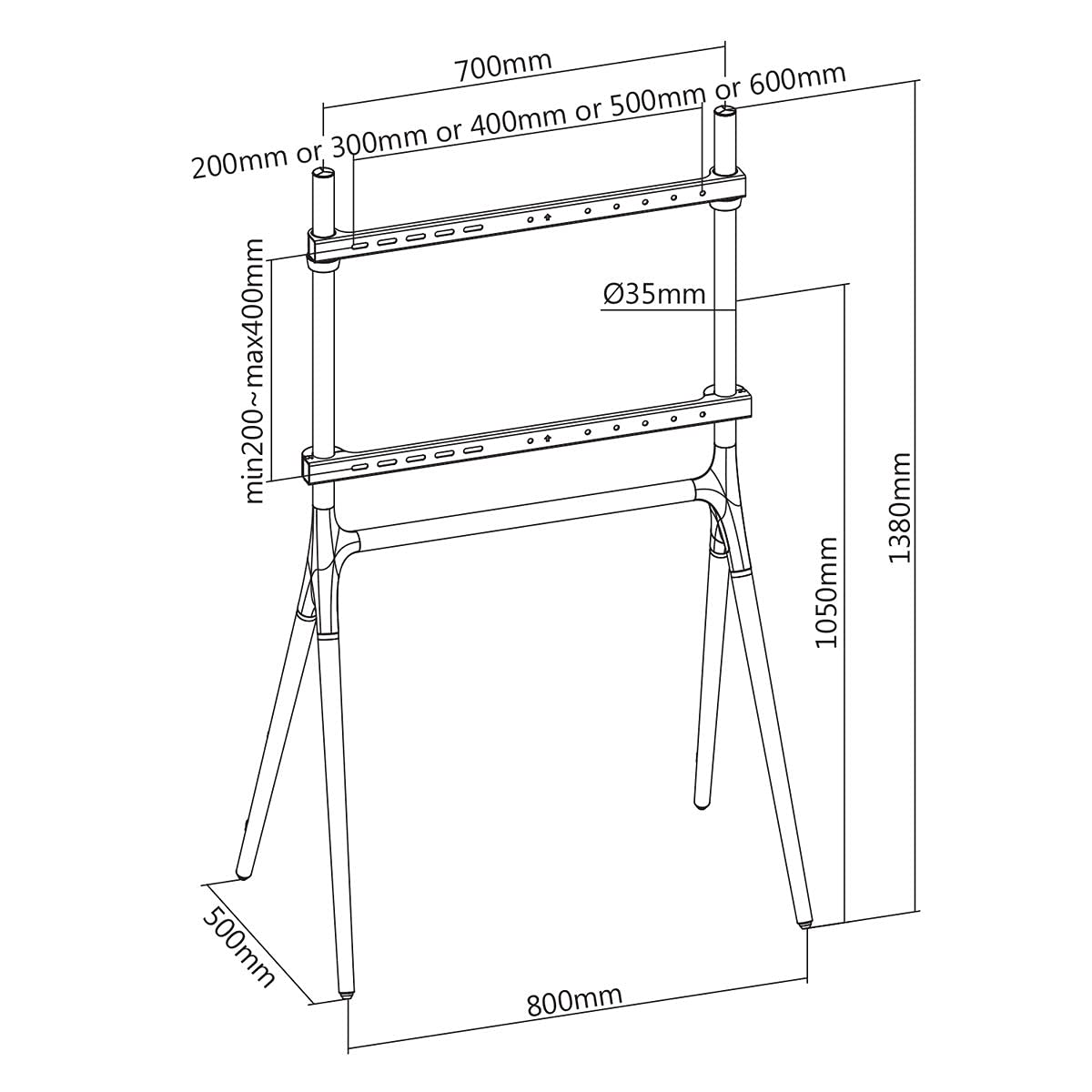 kimex-030-4165-support-tv-chevalet-49-70-pouces-noir-noyer image 3