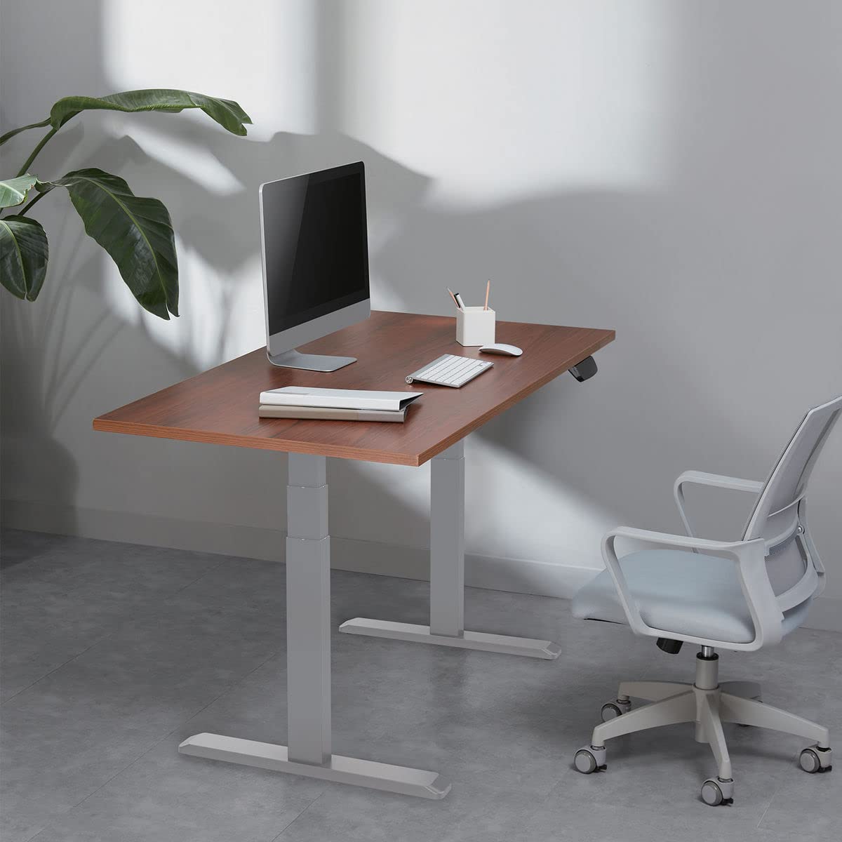 kimex-150-2312k3w-bureau-motoris-assis-debout-120-noyer-blanc image 2