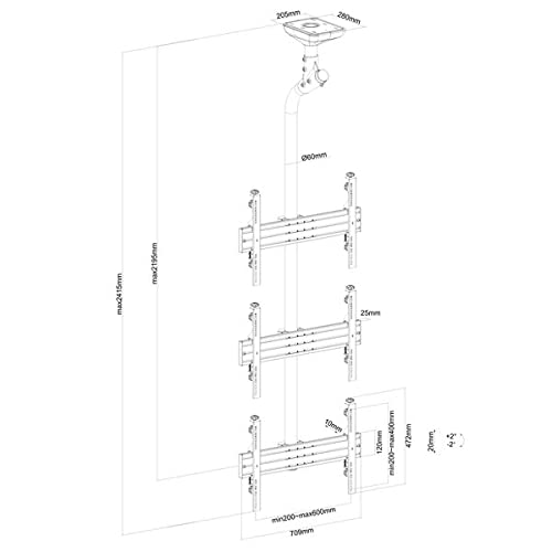 kimex-031-4300k1-support-tv-plafond-3-crans-100cm-inclinable image 5