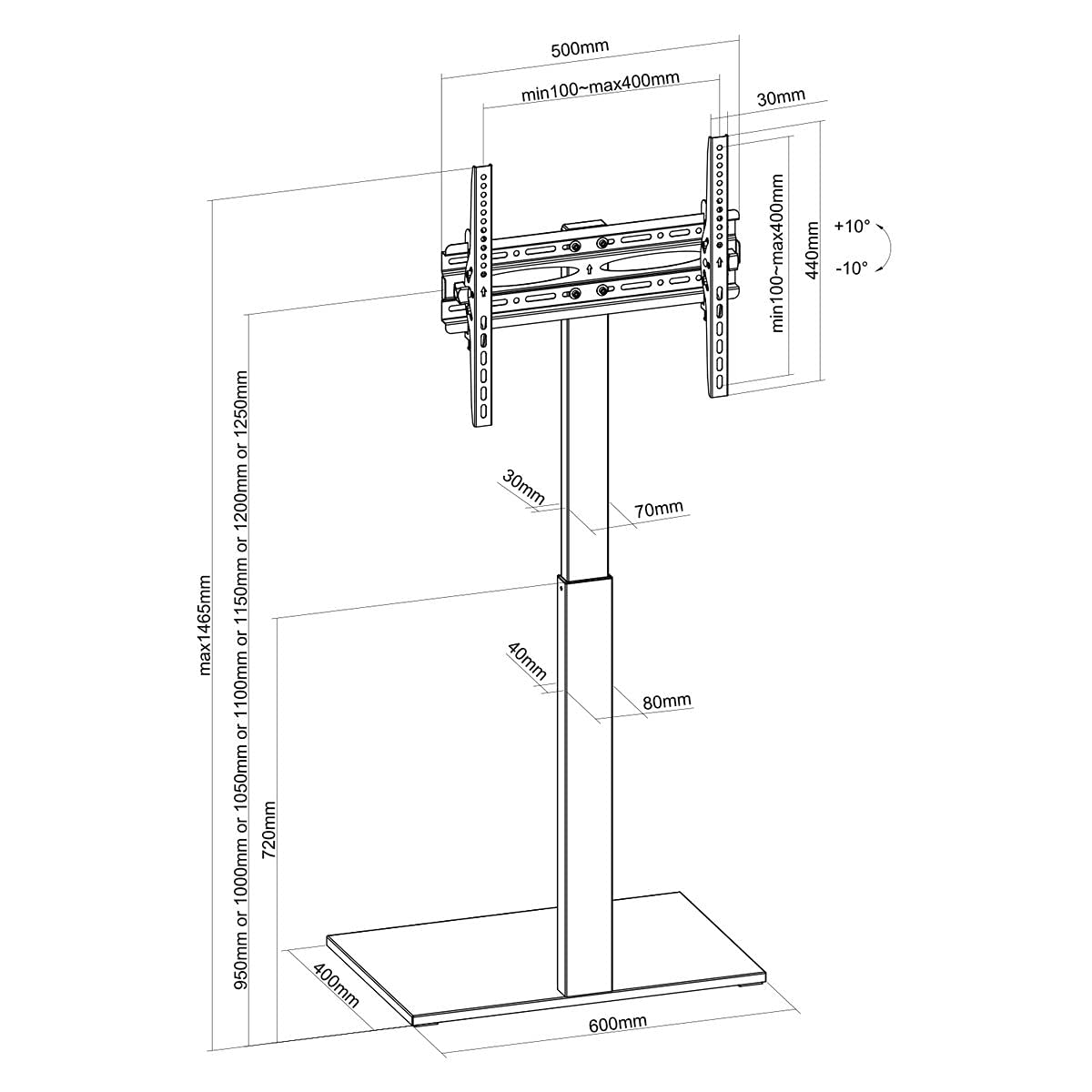 kimex-030-1744-pied-tv-32-55-hauteur-95-125cm-tag-re image 5